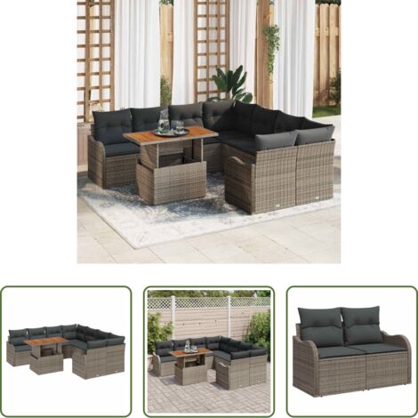 Divano da terrazza -  Set Divano da Giardino con cuscino 7 pcs Grigio