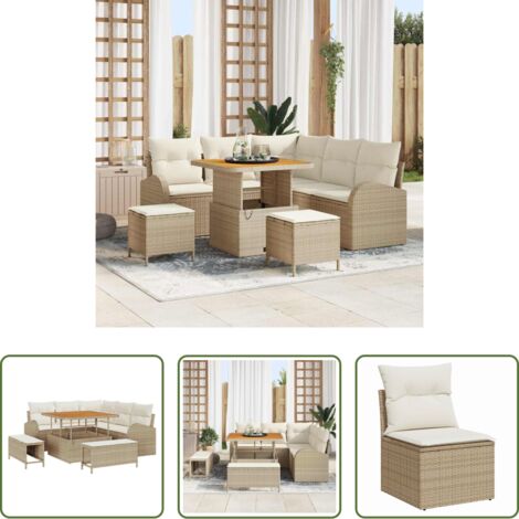 Divano da terrazza -  Set Divano da Giardino con cuscino 8 pcs Beige e Crema