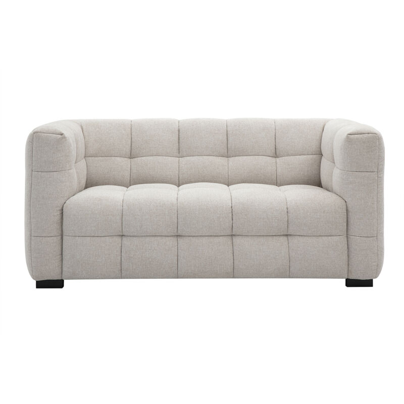 Divano Design 2 Posti In Tessuto Effetto Velluto Testurizzato Beige...
