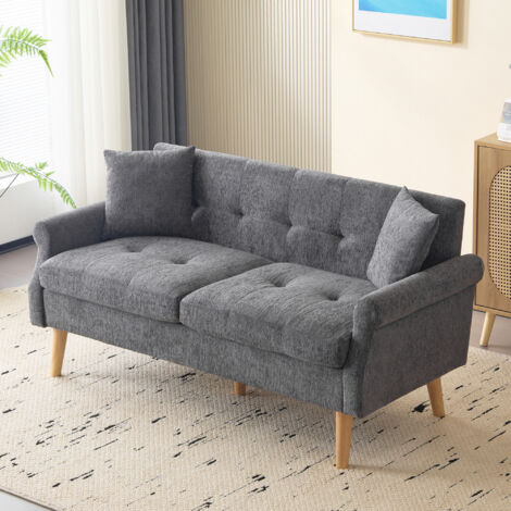 divano divano 2 posti compatto chenille grigio OKMYHOME