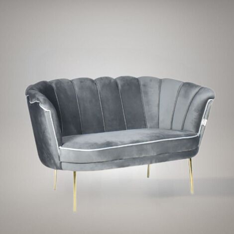 Divano due posti Orel in velluto Babyface 21 grigio piedini oro H76xL130xP70