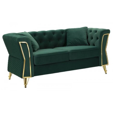 DIVANO EMY VERDE C/CUSCINI CM 162X83X76