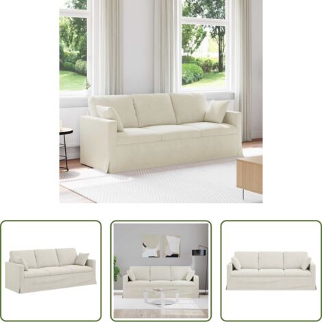 Divano ergonomico -  Divano Crema 198 x 78 x 80 cm Velluto
