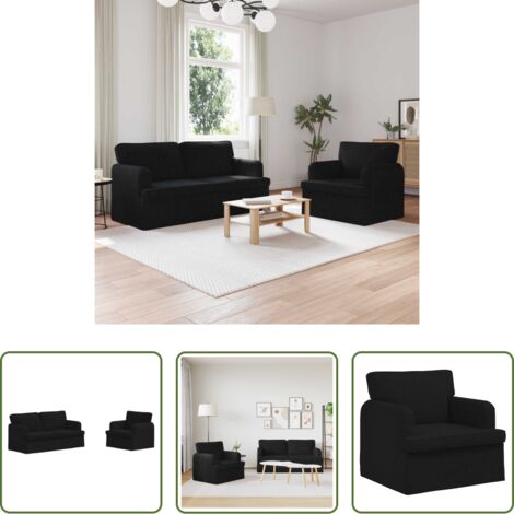 Divano ergonomico -  Set di divani 2 pcs Nero 162 x 80 x 85 cm Tessuto