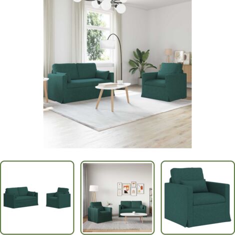 Divano ergonomico -  Set di divani 2 pcs Verde Scuro 139 x 78 x 80 cm Tessuto