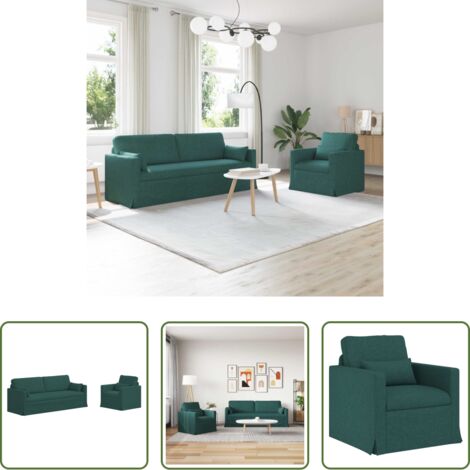 Divano ergonomico -  Set di divani 2 pcs Verde Scuro 198 x 78 x 80 cm Tessuto