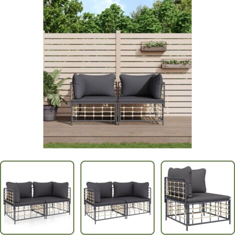 Divano esterno -  Divani Angolari Modulari con Cuscini 2 pz in Polyrattan