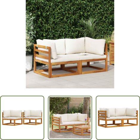 Divano esterno -  Divani Modulari Angolari 2 pz con Cuscino Bianco Crema