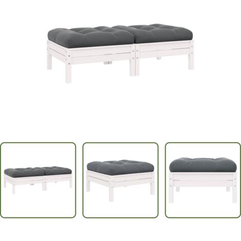 Divano esterno -  Divano da Giardino a 2 Posti con Cuscini Bianco Legno di Pino