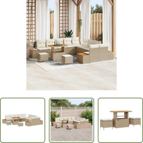 Divano esterno -  Set Divano da Giardino 13 pcs Beige polyrattan