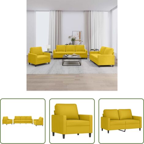 Divano giallo -  Set di Divani 3 pz con Cuscini giallo in Velluto