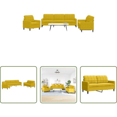 Divano giallo -  Set di Divani 3 pz con Cuscini giallo in Velluto