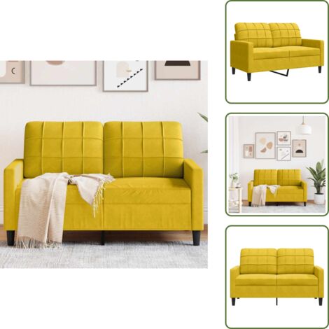 Divano giallo - vidaXL Divano a 2 Posti giallo 120 cm in Velluto - Divano morbido