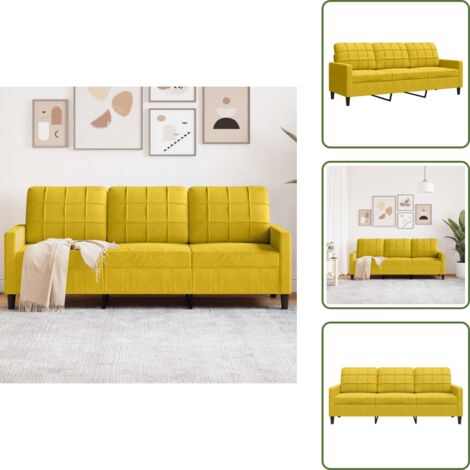 Divano giallo - vidaXL Divano a 3 Posti Giallo 180 cm in Velluto - Divano moderno