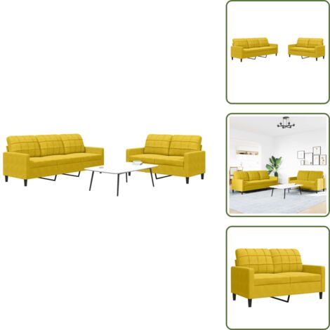 Divano giallo - vidaXL Set di Divani 2 pz con Cuscini giallo in Velluto - Divano con cuscini