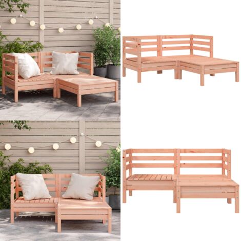 Divano Giardino 2 Posti con Poggiapiedi Legno Massello Douglas - Divano in legno - Poggiapiedi da giardino