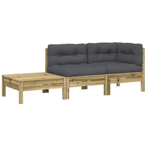 Divano Giardino con Cuscini e Poggiapiedi Legno Pino Impregnato vidaXL