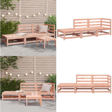 Divano Giardino con Poggiapiedi 2 Posti Legno Massello Douglas - Poggiapiedi - Legno massello