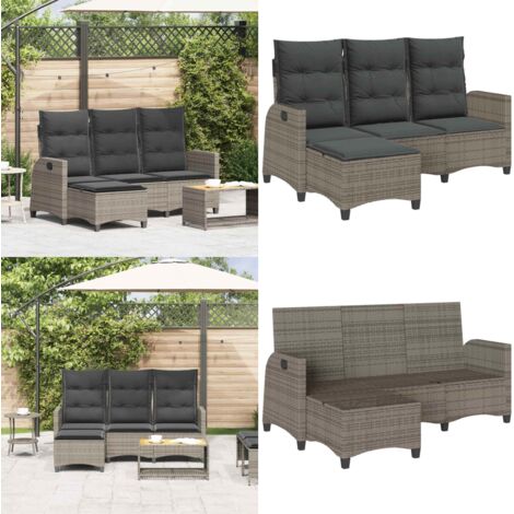 Divano Giardino Reclinabile a L con Cuscini Grigio Polyrattan - Divano reclinabile - Cuscini da seduta