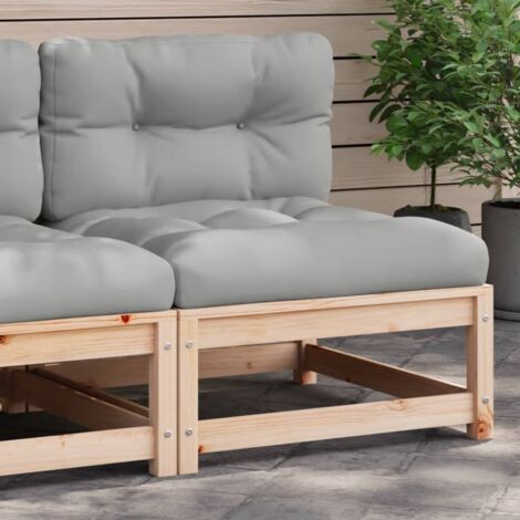 Divano Da Giardino Senza Braccioli In Massello Di Pino - 70x70x67 Cm, Design A Doghe Modulare, Per Terrazza Ed Esterno