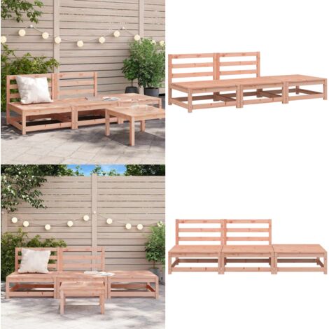 Divano Giardino Senza Braccioli con Poggiapiedi Legno Douglas - Divano in legno - Poggiapiedi da esterno