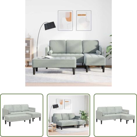 Divano grigio chiaro -  Set di divani con cuscino 2 pcs Grigio chiaro Poliestere