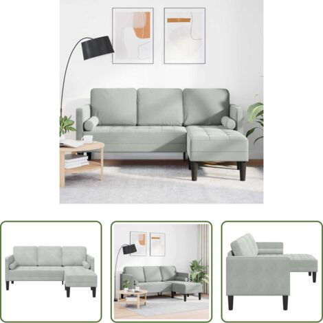 Divano grigio chiaro -  Set di divani con cuscino Grigio chiaro Poliestere