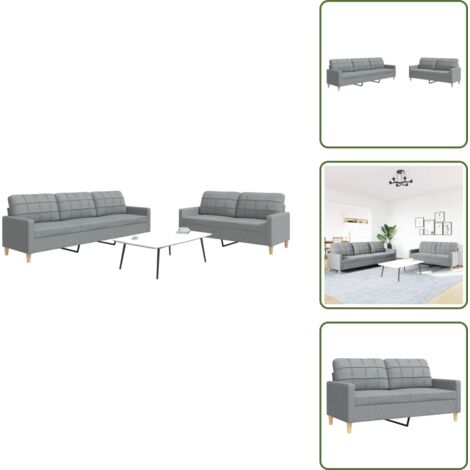Divano grigio chiaro - vidaXL Set di Divani 2 pz Grigio Chiaro in Tessuto - Divano morbido