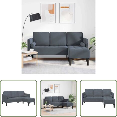 Divano grigio scuro -  Set di divani con cuscino Grigio scuro Poliestere