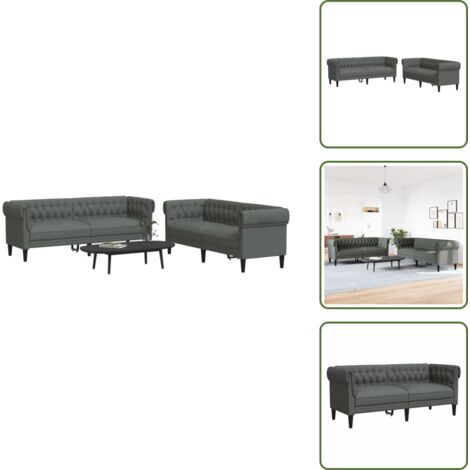 Divano grigio scuro - vidaXL Set di Divani 2 pz Grigio Scuro in Tessuto - Divano moderno
