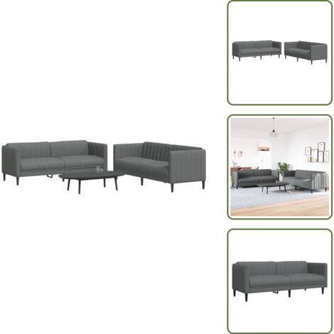 Divano grigio scuro - vidaXL Set di Divani 2 pz Grigio Scuro in Tessuto - Divano moderno