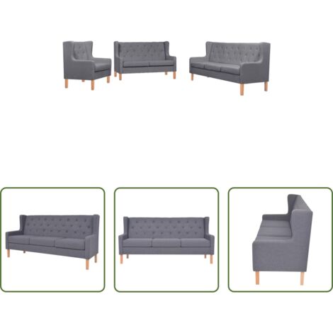 Divano grigio -  Set Divani 3 pz in Tessuto Grigio
