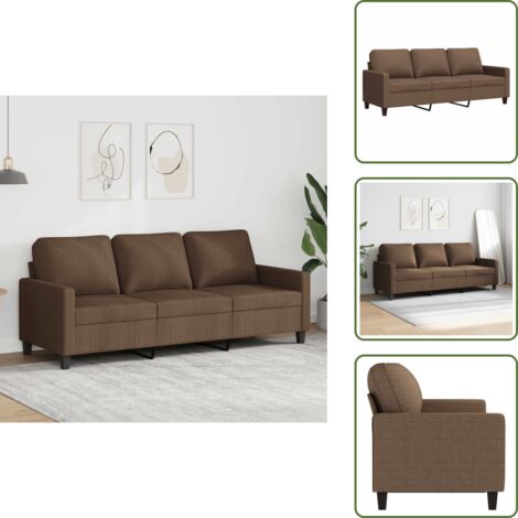 Divano imbottito - vidaXL Divano a 3 Posti Marrone 180 cm in Tessuto - Seduta confortevole