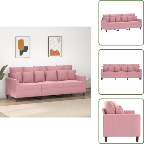 Divano imbottito - vidaXL Divano a 3 Posti rosa 180 cm in Velluto - Divano moderno