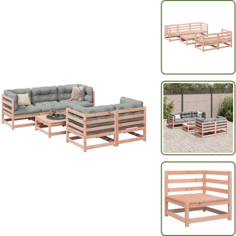 Divano in abete Douglas - vidaXL Set Divani da Giardino 6 pz in Legno Massello Abete Douglas - Sedute da giardino