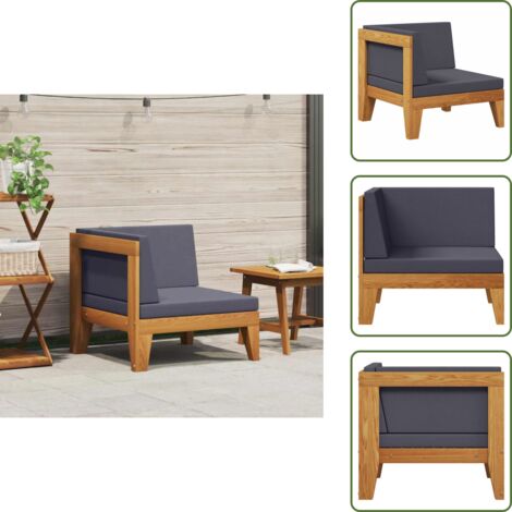 Divano in acacia - vidaXL Divano Angolare Modulare Cuscini Grigio Scuro Massello Acacia - Divano modulare