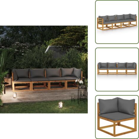 Divano in acacia - vidaXL Divano da Giardino a 4 Posti con Cuscino in Legno di Acacia - Cuscini in legno