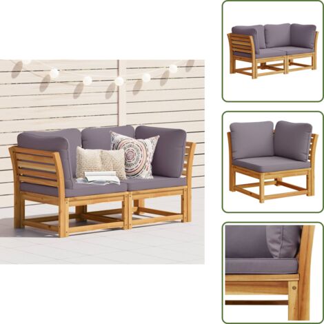 Divano in acacia - vidaXL Divano da Giardino con Cuscini 2 Posti Legno Massello di Acacia - Design a doghe