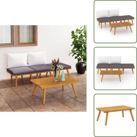 Divano in acacia - vidaXL Set Divani da Giardino 4 pz con Cuscini in Massello di Acacia - Cuscini per divano