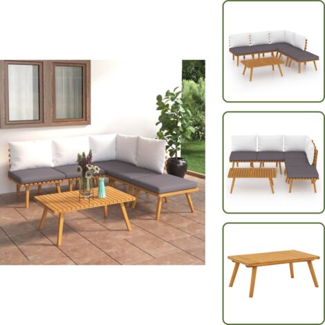 Divano in acacia - vidaXL Set Divani da Giardino 6 pz con Cuscini in Massello di Acacia - Cuscini per divano