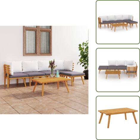 Divano in acacia - vidaXL Set Divani da Giardino 6 pz con Cuscini in Massello di Acacia - Cuscini per divano