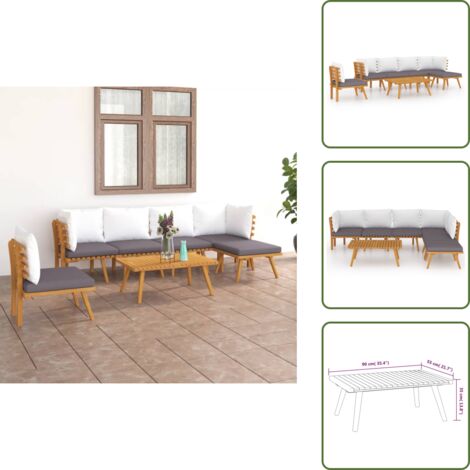 Divano in acacia - vidaXL Set Divani da Giardino 7 pz con Cuscini in Massello di Acacia - Cuscini per divano