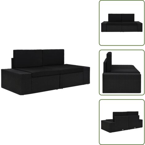 Divano in acciaio - vidaXL Divano Modulare a 2 Posti in Polyrattan Nero - Divano ad angolo