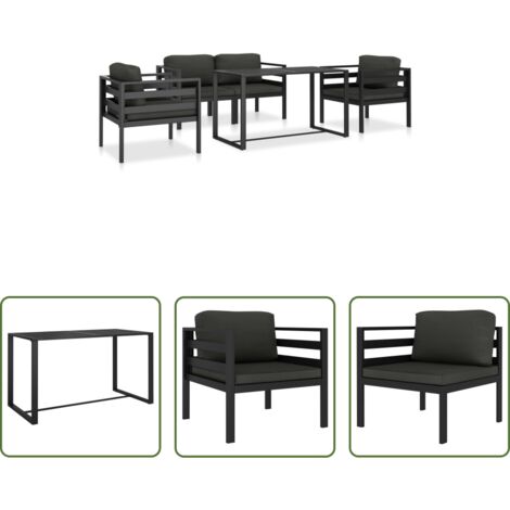 Divano in alluminio -  Set Divani da Giardino 5 pz con Cuscini in Alluminio Antracite