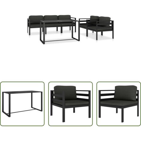 Divano in alluminio -  Set Divani da Giardino 6 pz con Cuscini in Alluminio Antracite