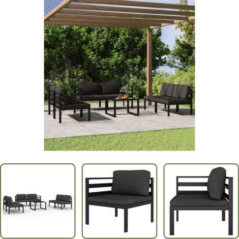 Divano in alluminio -  Set Divani da Giardino 7 pz con Cuscini in Alluminio Antracite