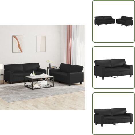 Divano in compensato - vidaXL Set di Divani 2 pz Nero in Similpelle - Divano in metallo