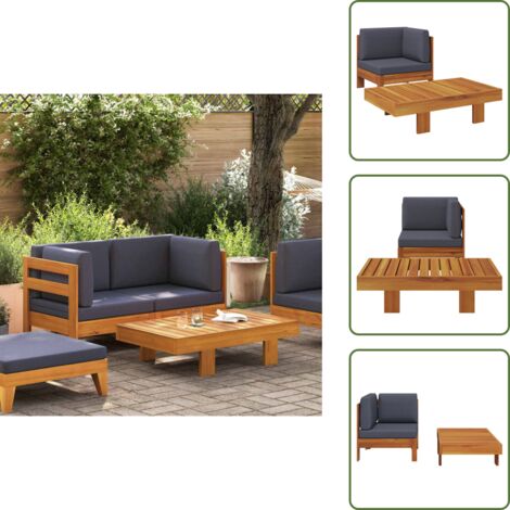 Divano in legno acacia - vidaXL Set Divani Giardino 2 pz con Cuscini Grigio Scuro Legno Acacia - Cuscini per divano