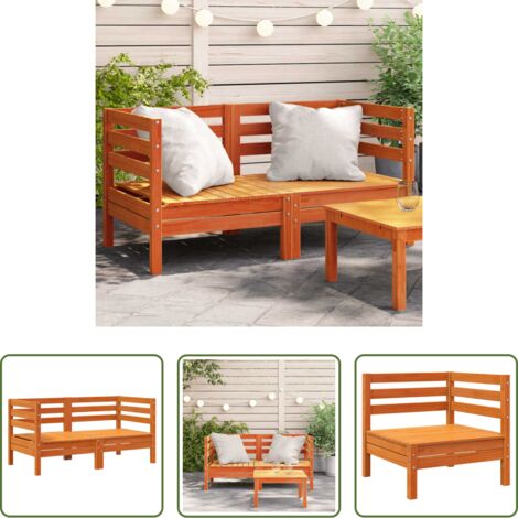 Divano in legno -  Divani Angolari Giardino 2pz Marrone Cera Legno Massello Pino