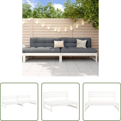 Divano in legno -  Divani Centrali Giardino 2pz Bianchi 120x80cm Massello Pino